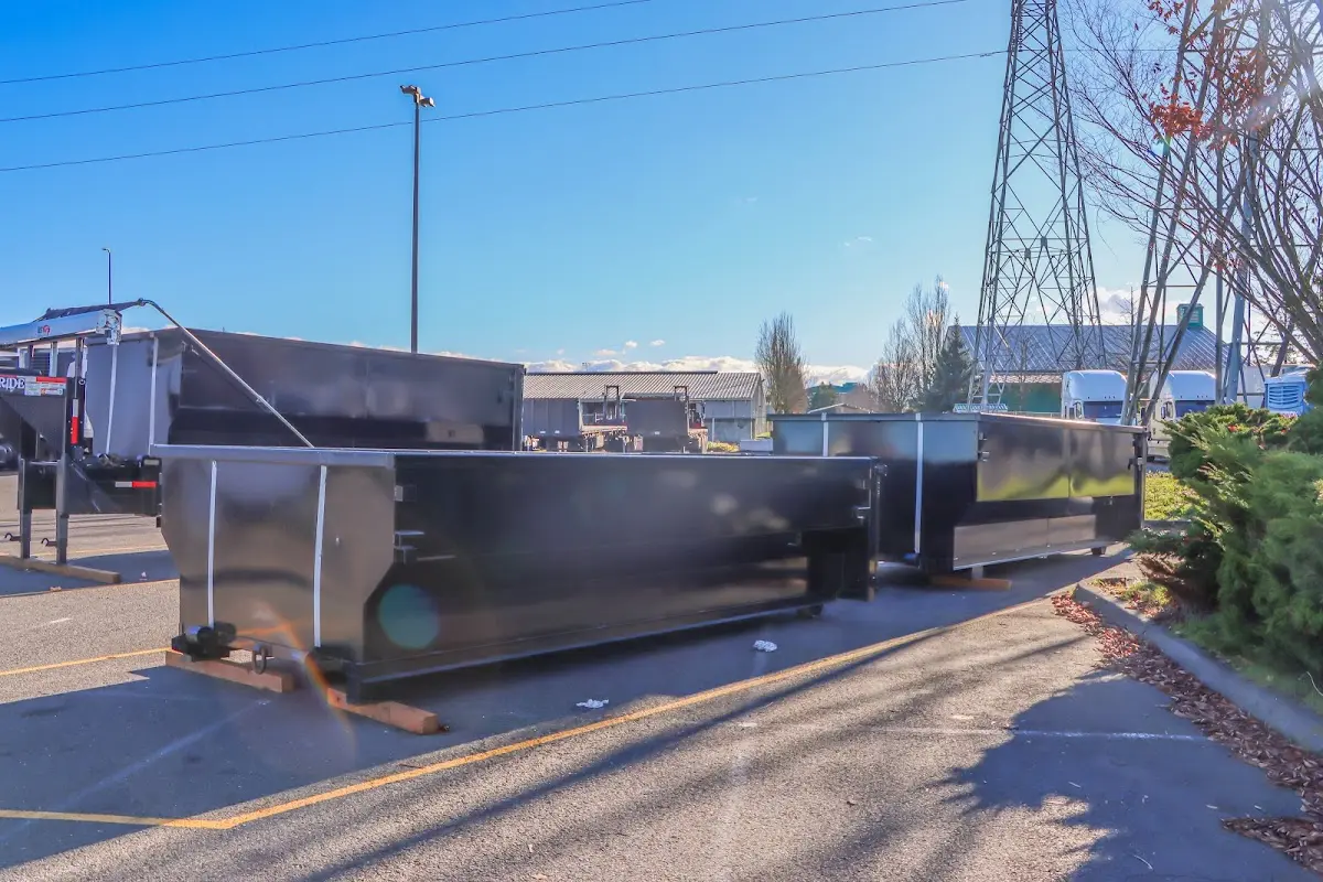 Roll-off dumpster ready for waste disposal at job site for 6 Yard Dumpster Rental in Darby